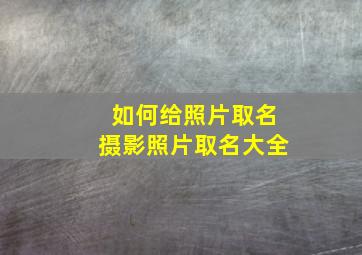 如何给照片取名摄影照片取名大全