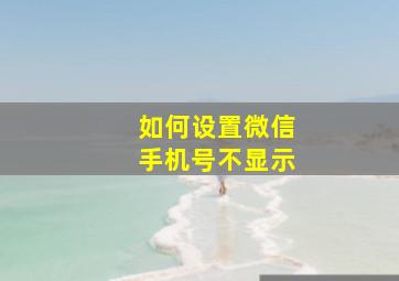 如何设置微信手机号不显示