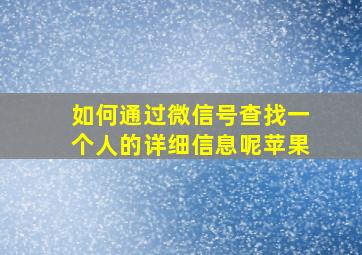 如何通过微信号查找一个人的详细信息呢苹果