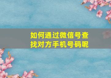 如何通过微信号查找对方手机号码呢