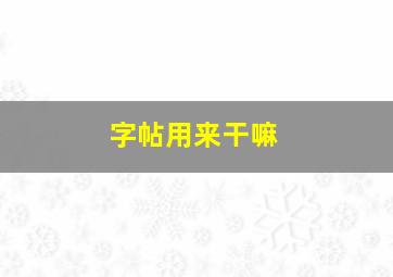 字帖用来干嘛