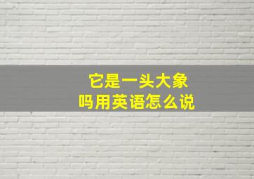 它是一头大象吗用英语怎么说