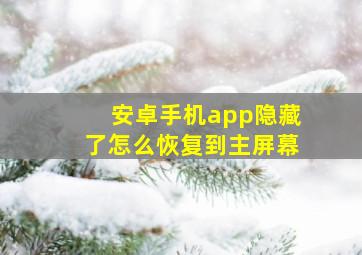 安卓手机app隐藏了怎么恢复到主屏幕