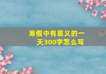 寒假中有意义的一天300字怎么写