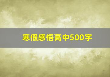 寒假感悟高中500字