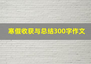 寒假收获与总结300字作文