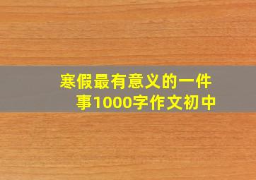 寒假最有意义的一件事1000字作文初中