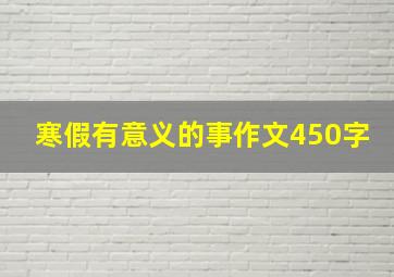 寒假有意义的事作文450字