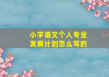 小学语文个人专业发展计划怎么写的