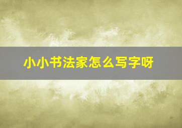 小小书法家怎么写字呀