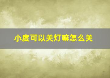 小度可以关灯嘛怎么关