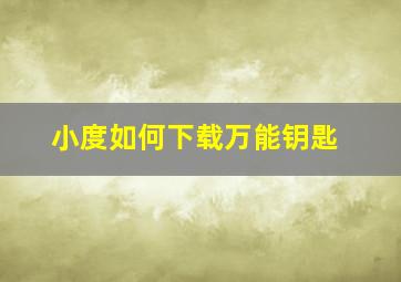 小度如何下载万能钥匙