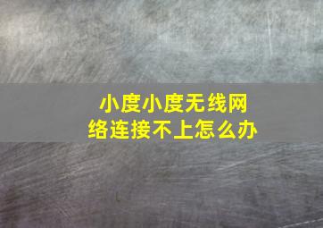 小度小度无线网络连接不上怎么办