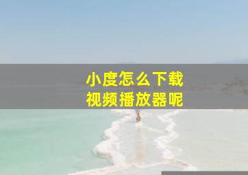 小度怎么下载视频播放器呢