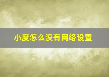 小度怎么没有网络设置