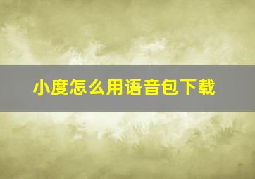 小度怎么用语音包下载