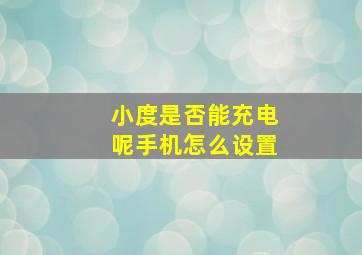 小度是否能充电呢手机怎么设置