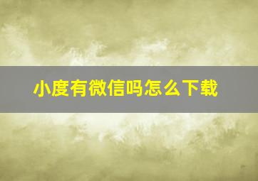 小度有微信吗怎么下载