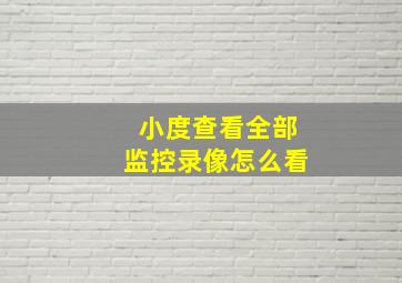 小度查看全部监控录像怎么看