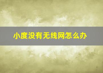 小度没有无线网怎么办