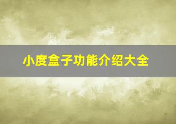 小度盒子功能介绍大全