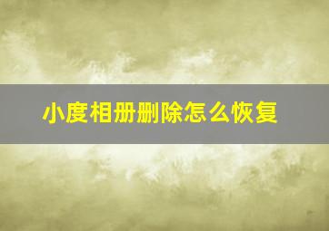 小度相册删除怎么恢复