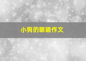 小狗的眼睛作文