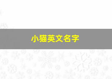 小猫英文名字