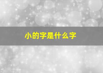 小的字是什么字