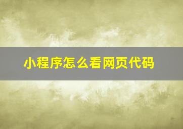 小程序怎么看网页代码