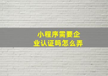 小程序需要企业认证吗怎么弄