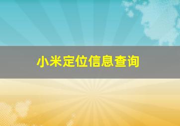 小米定位信息查询