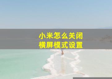 小米怎么关闭横屏模式设置