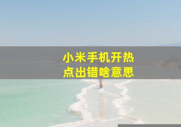 小米手机开热点出错啥意思