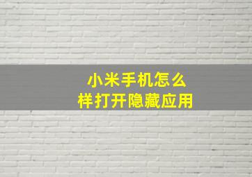 小米手机怎么样打开隐藏应用