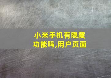 小米手机有隐藏功能吗,用户页面