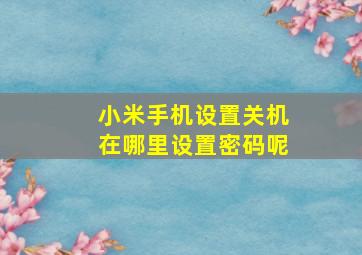 小米手机设置关机在哪里设置密码呢