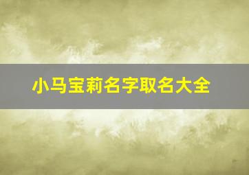 小马宝莉名字取名大全