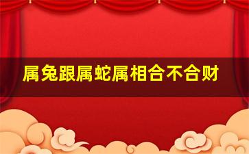 属兔跟属蛇属相合不合财