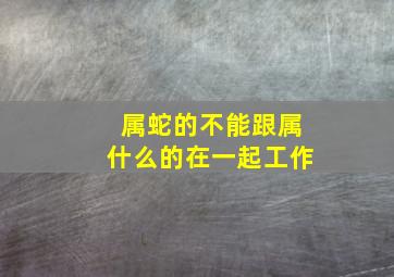 属蛇的不能跟属什么的在一起工作