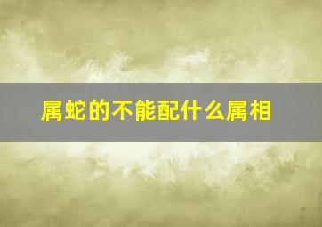 属蛇的不能配什么属相