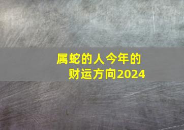 属蛇的人今年的财运方向2024