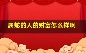 属蛇的人的财富怎么样啊