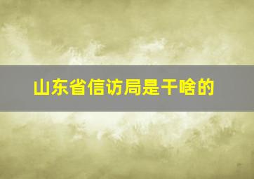 山东省信访局是干啥的