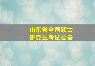 山东省全国硕士研究生考试公告