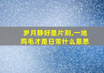 岁月静好是片刻,一地鸡毛才是日常什么意思