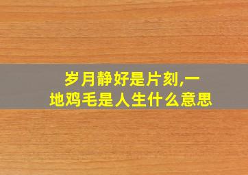 岁月静好是片刻,一地鸡毛是人生什么意思