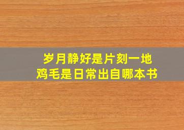 岁月静好是片刻一地鸡毛是日常出自哪本书