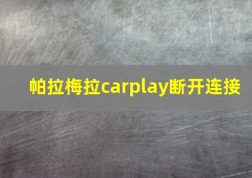 帕拉梅拉carplay断开连接