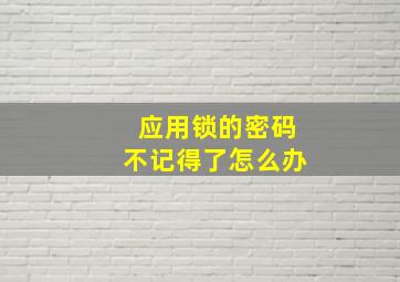 应用锁的密码不记得了怎么办